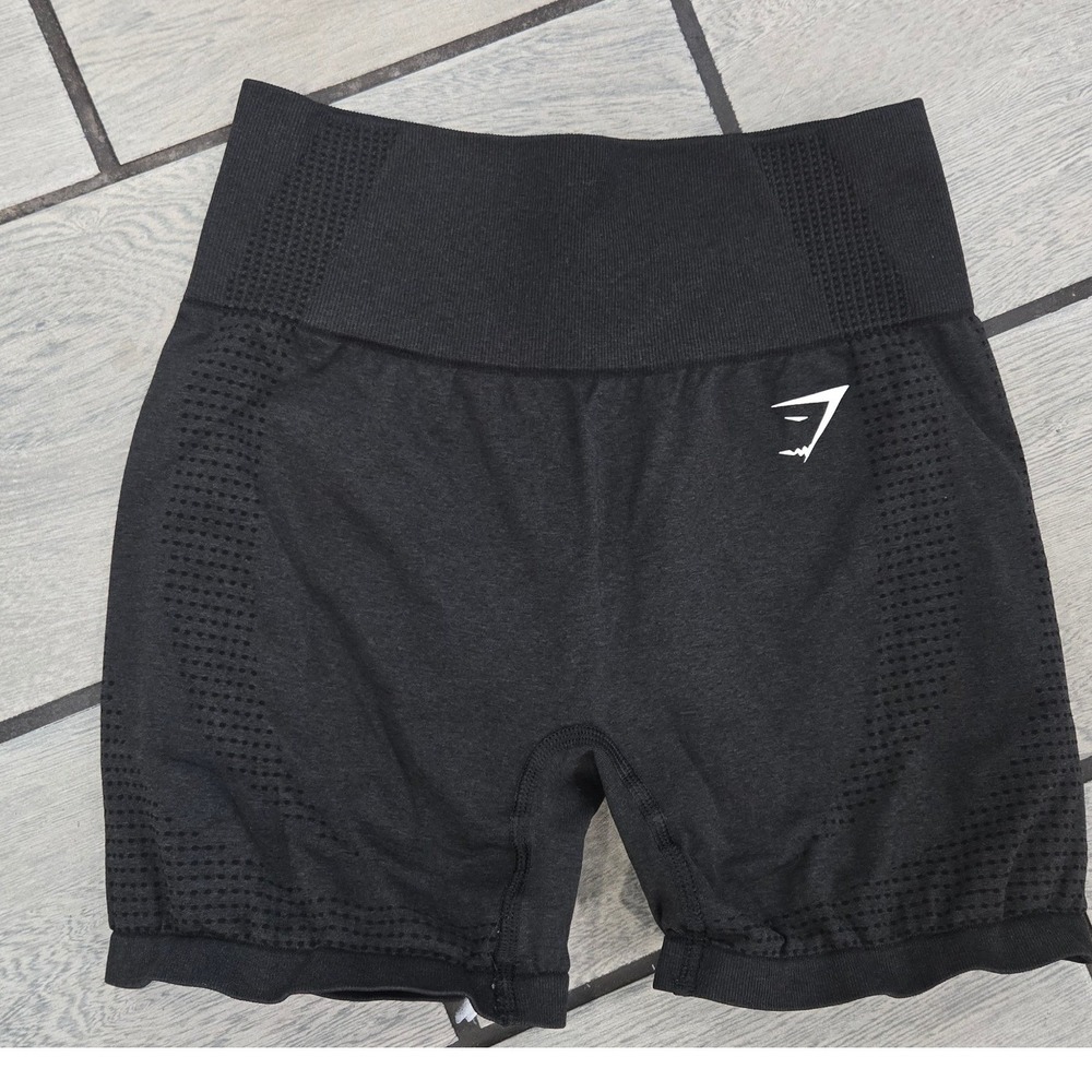 Gymshark Energy+ Seamless Shorts Black Marl High Waisted Athletic Gym Size M